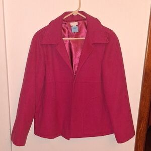Chico's Fuchsia Pea Coat Size 3 (16/18)